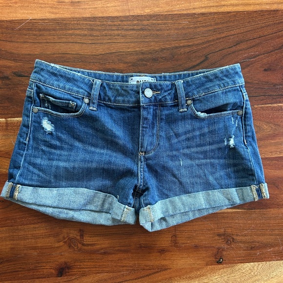 PAIGE Pants - Paige Denim Jimmy Low Rise Distressed Cuffed Hem Jean Shorts